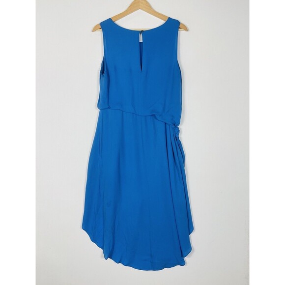 Kobi Halperin Blue Silk Sleeveless Blouson Asymmetrical Side Tie Dress Womens 10 - Picture 7 of 9